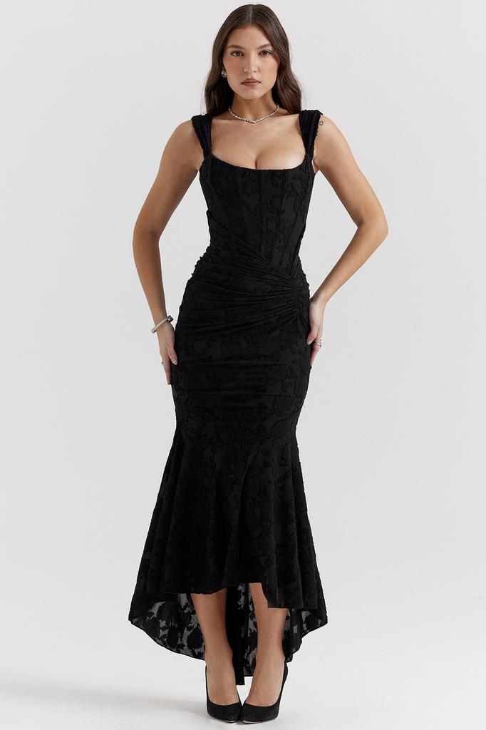 Summer hot-selling new sexy fashion one-word collar tube top, fish bone hip wrap, fish tail long dress women