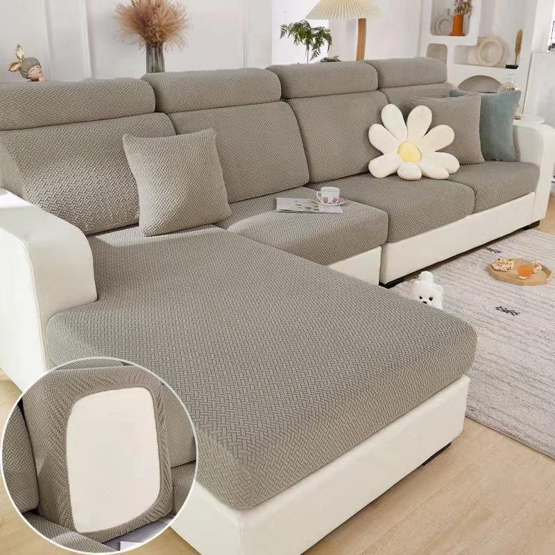 Jacquard Sofa Cushion Slipcover Protector Solid Color Stretch Removable Sofa Seat Covers For Bedroom Office Living Room Home
