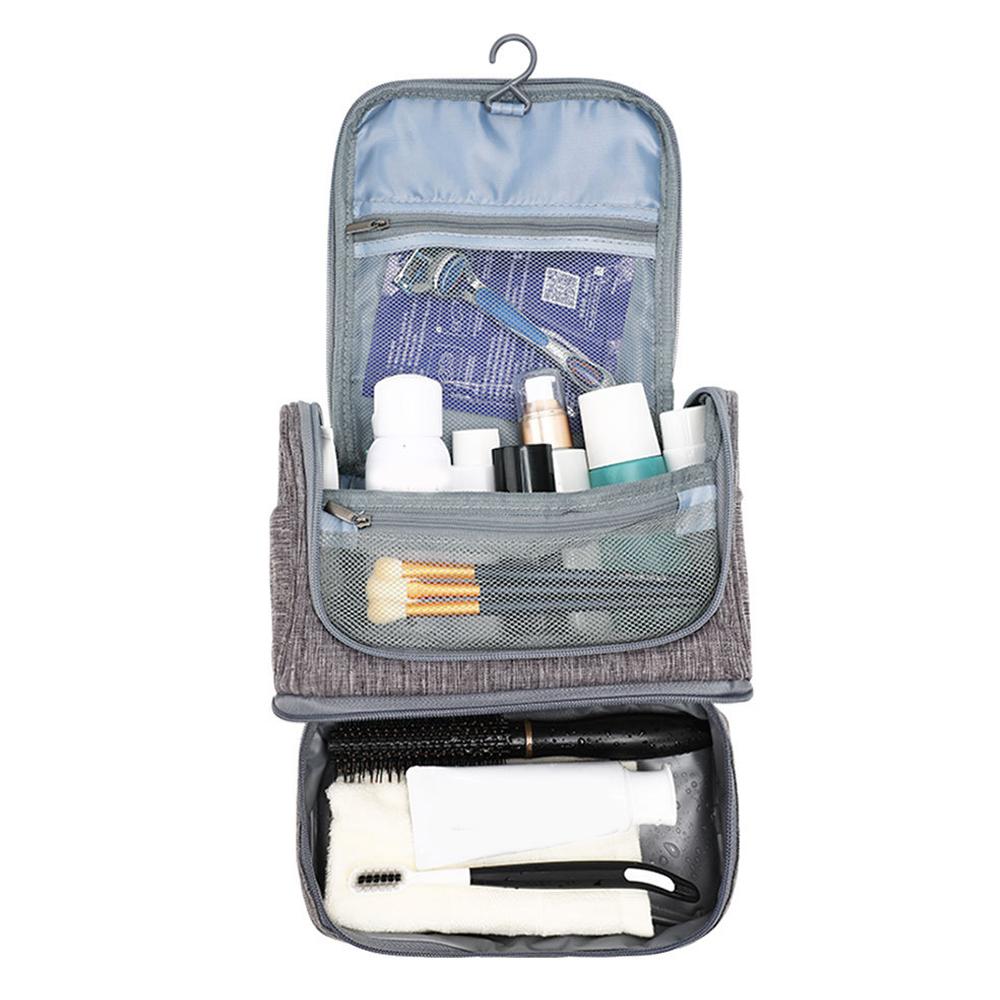 

Hanging Toiletry Bag Large Capacity Oxford Cloth Travel Cosmetic Organizer Shower Bathroom Bag Grey