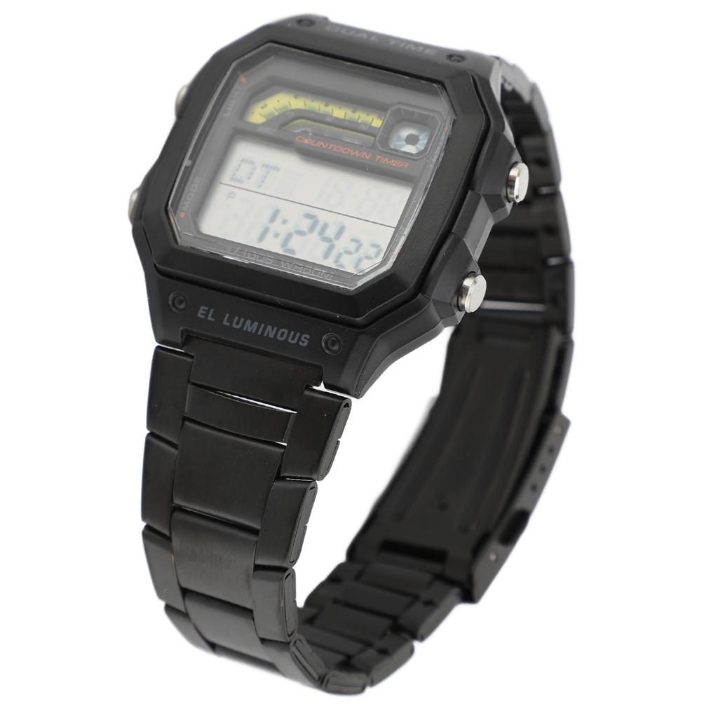 Dijital Spor Saati Dış Mekan Paslanmaz Çelik Kayış LED Arka Aydınlatma Dijital Ekran Elektronik Saat Parlayan Erkek Dış Mekan