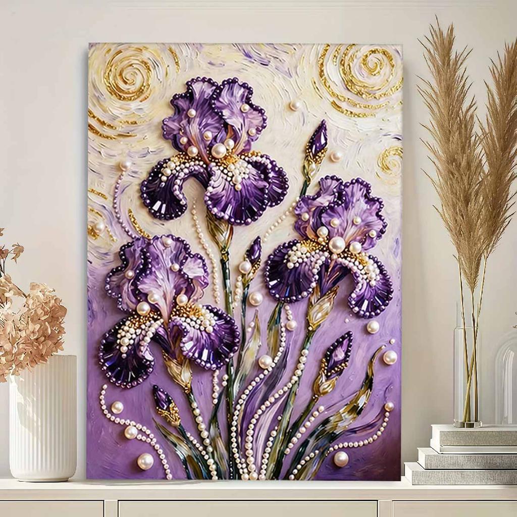 Pearl Flower DIY Diamond Art Kits 13.7x17.7inch Gem Art Diamond Painting Kits Without Frame for Adults/Beginners Gift Idea Home Wall Decor