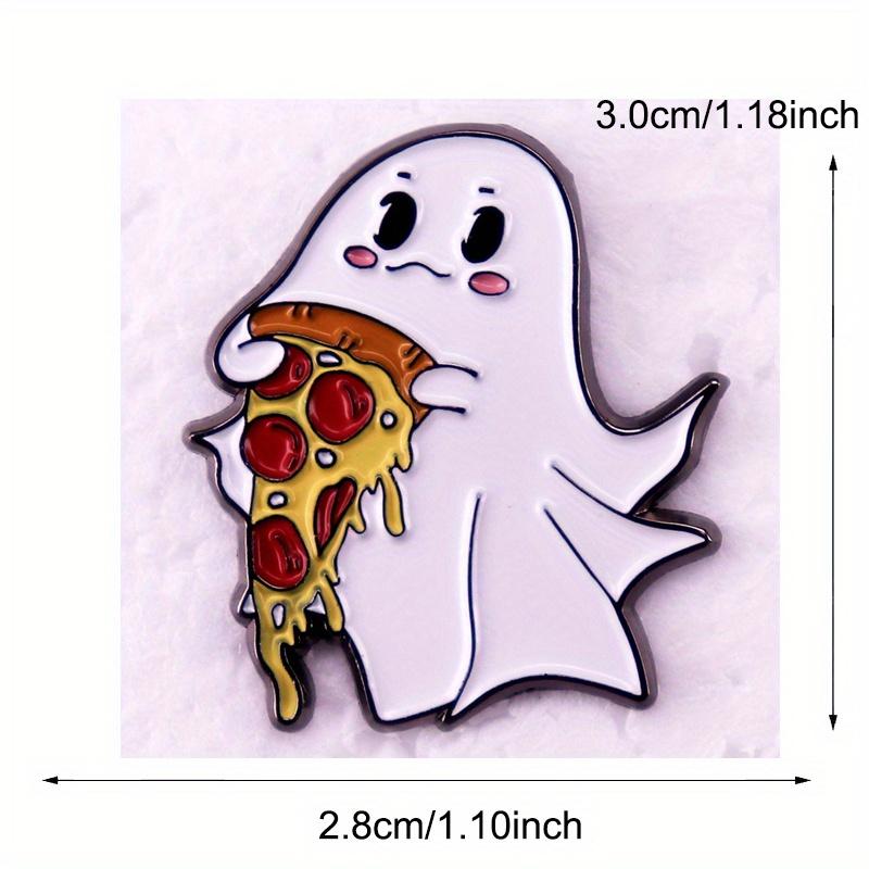 Cute Pizza Ghost Enamel Pin Brooch Christmas Halloween Pin Buckle Badge Accessory