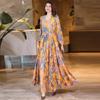 Elegant Waist-Cinching Summer Print Dress