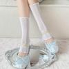Japanese sweet hollow tube socks children spring and summer twist princess lace leg cover white hollow socks fishing net socks