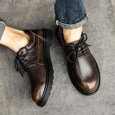 Nowe brytyjskie luksusowe buty outdoorowe Oxford z grubym dnem, męskie sznurowane buty robocze z podeszwą z wołowiny