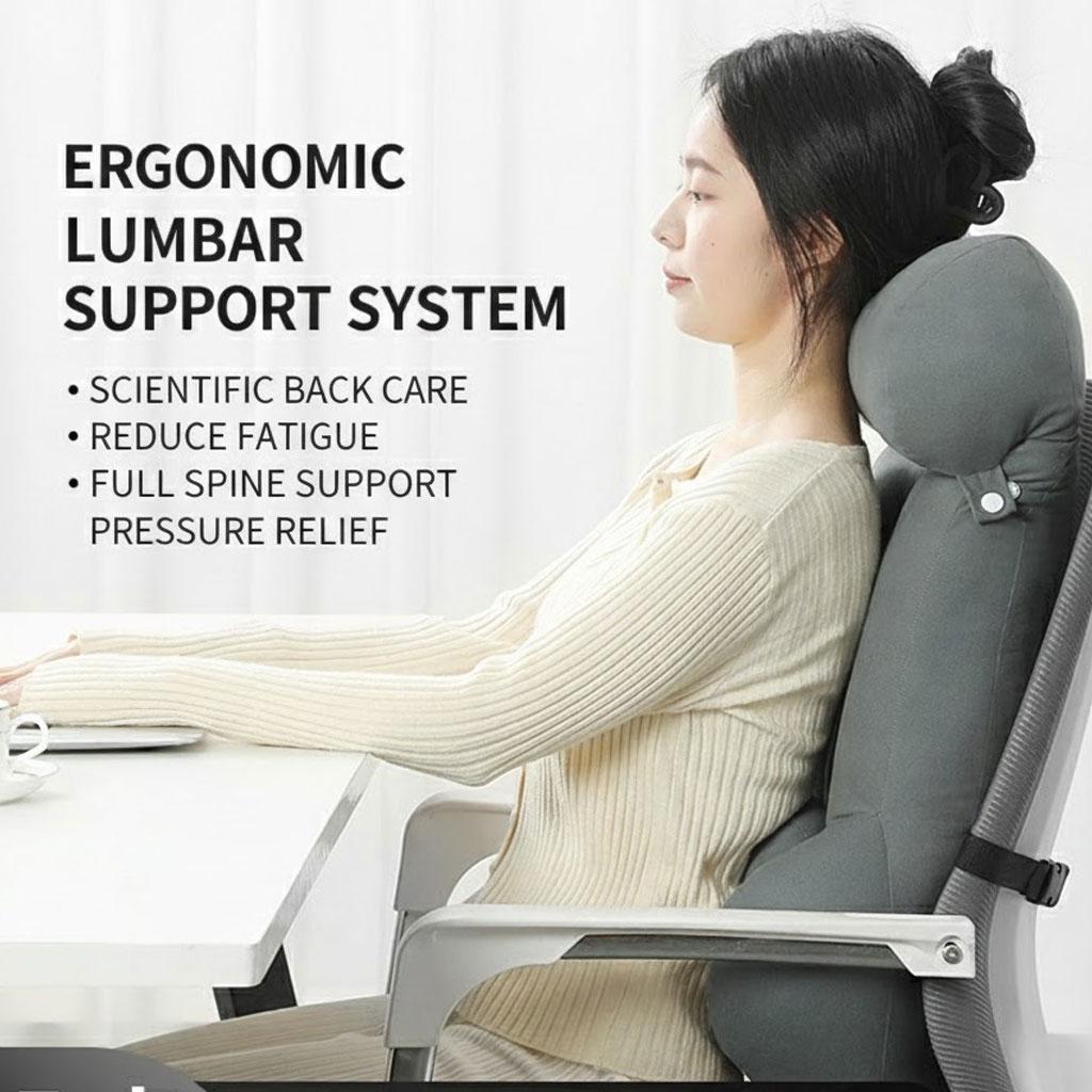 Ergonomic Memory Foam Lumbar and Neck Support Pillow Set | All-in-One Back Cushion for Office Chair & Desk Chair