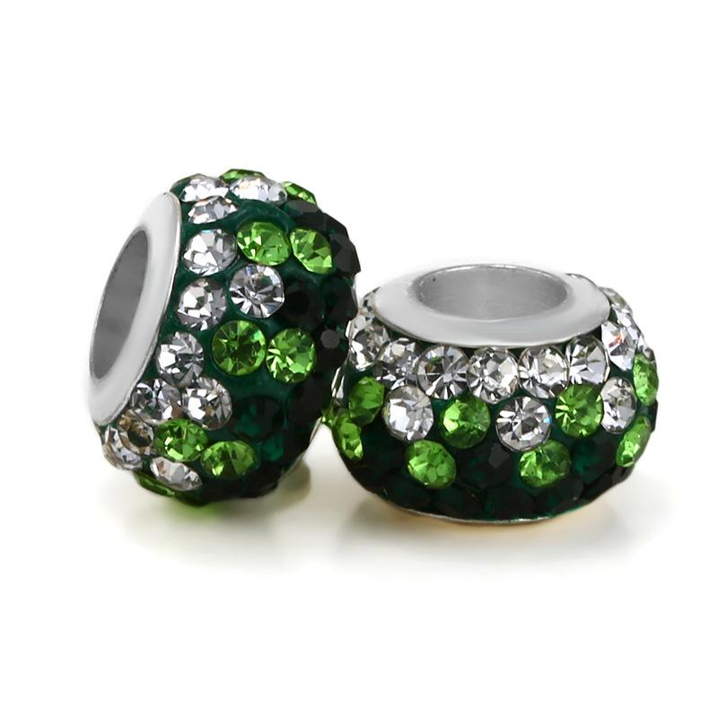 Silver Plated Macroporous Resin Glass Beads for Charms Bracelet Necklace Keychain Women Girls Jewelry Gifts