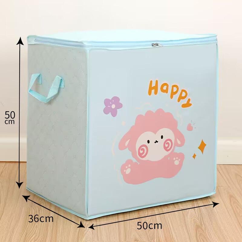 

Влагонепроницаемая симпатичная нетканая сумка для хранения одежды и одеял Lamb Vertical 50*50*36 синий