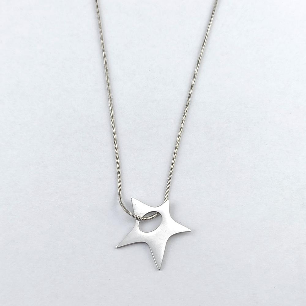 Y2K Irregular Hollow Star Pendant Stainless Steel Necklace for Women Men Unisex Punk Hip Hop 2023 Trending Neck Chain Jewelry