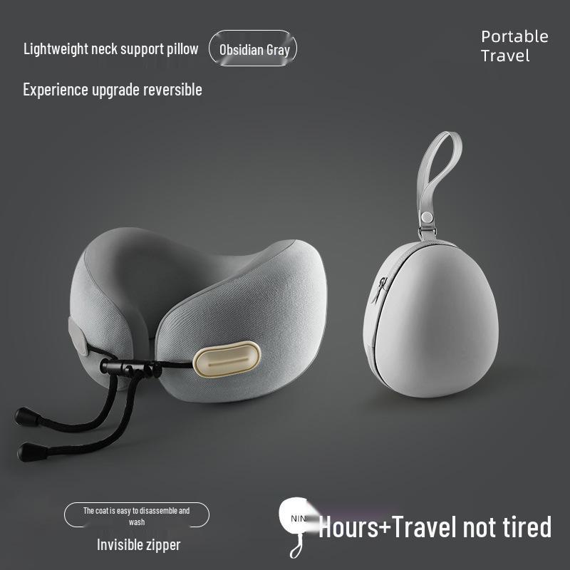 Portable U-Shaped Travel Neck Pillow for Long-Distance Car Rides - Collapsible Cervical Support Pillow