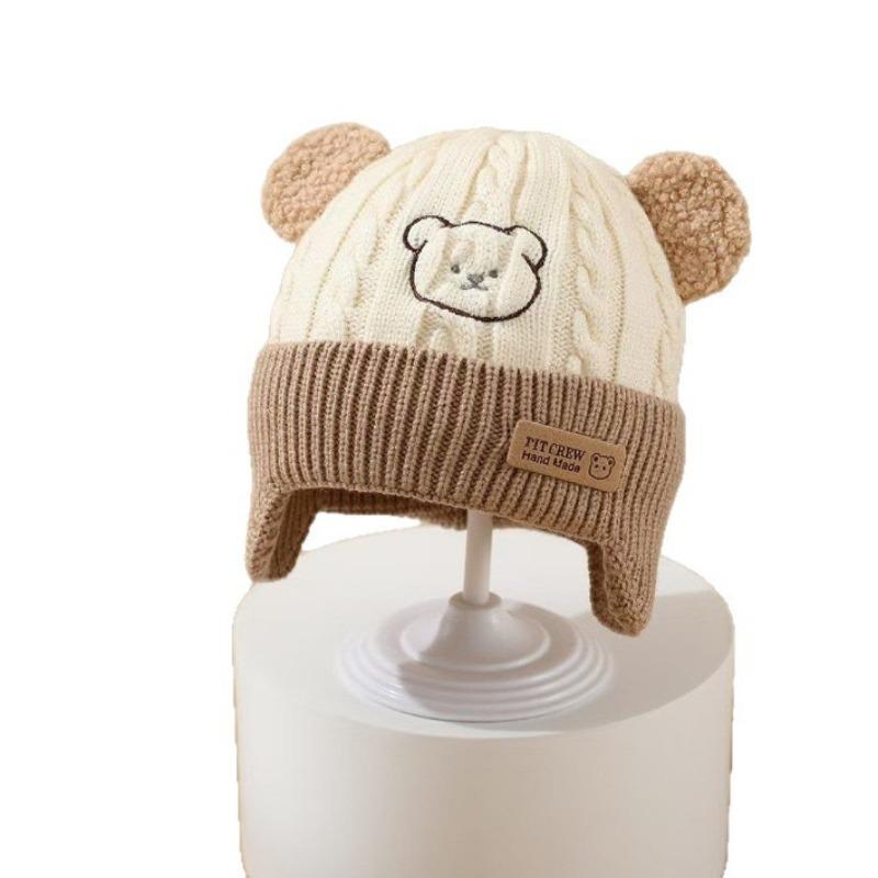 Herbst und Winter warme niedliche Bärenmütze Ohrenschutzmütze Jungen und Mädchen Säugling Wollmütze Baby Strickmütze Kinderhut