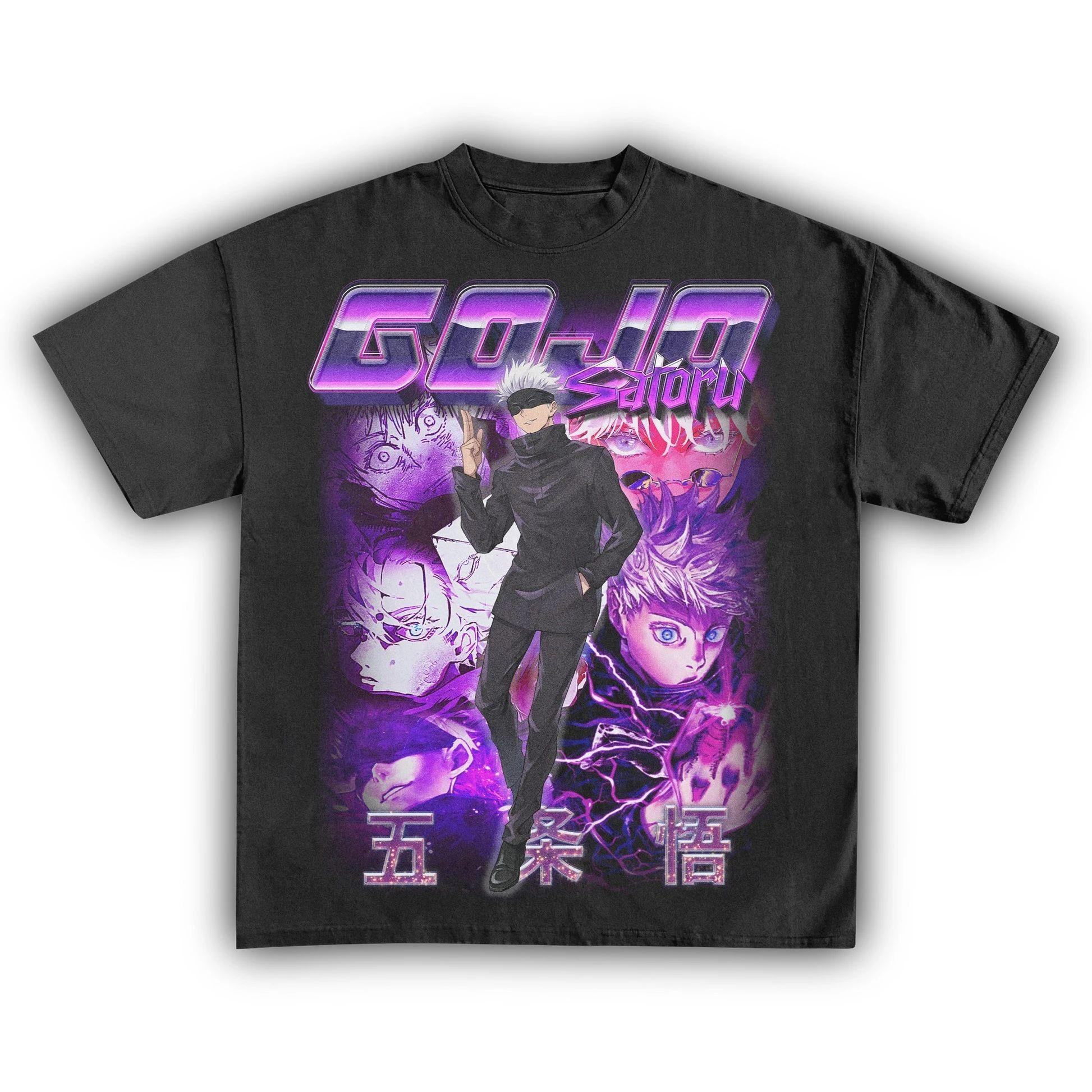 Jujutsu Kaisen Gojo Satoru T-Shirt Men Vintage Anime Graphic Print Tee Casual Loose Streetwear Unisex L