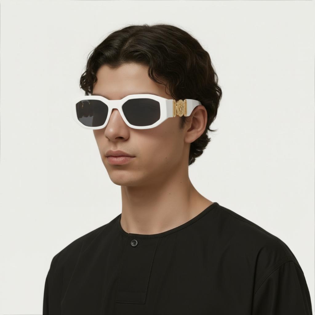 Versace Fashionable Elegant Gray Lens Rectangular Sunglasses Unisex Sunglasses 0VE436140187
