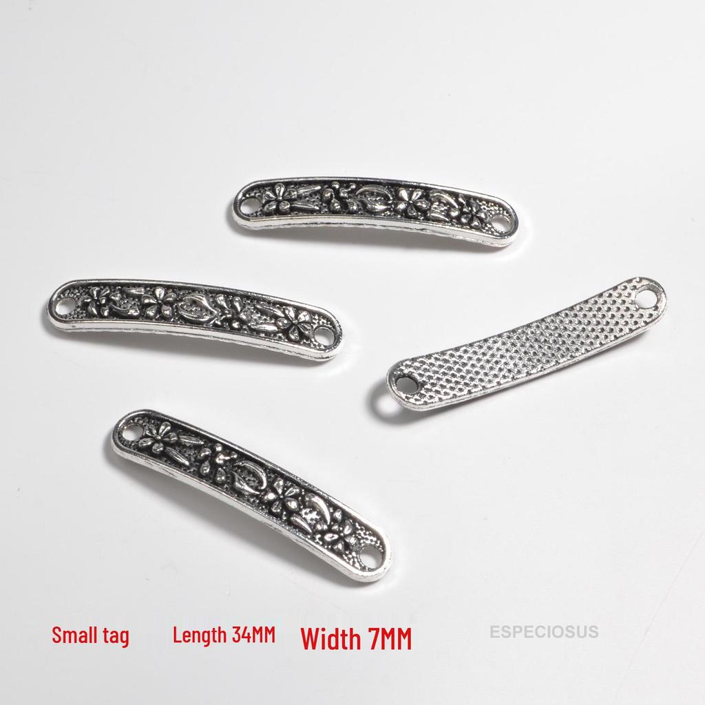 Retro Silver Alloy Double Hole Pendant Tag for DIY Jewelry Making