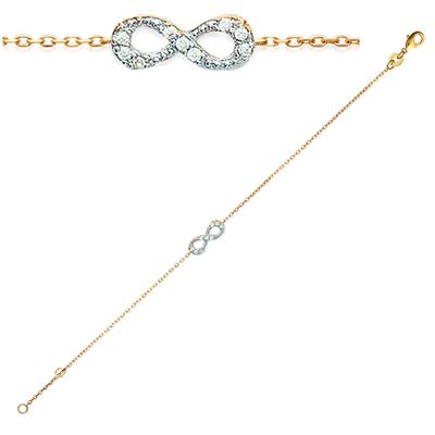 [L0770] - Brățară placată cu aur „Infinity” din aur alb - 15x6 mm