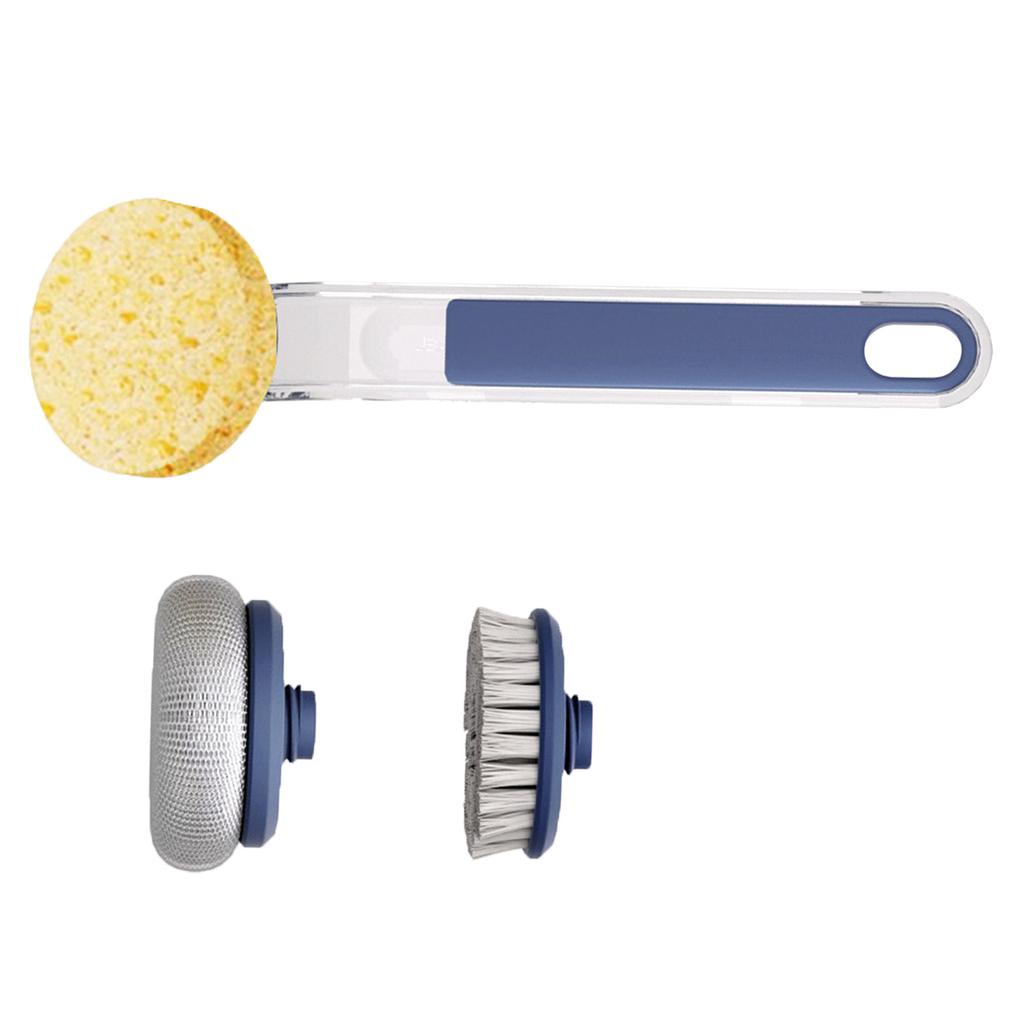 Kitchen Dish Brushes 3 in 1   Handle Pot Pan Sponge Scrubber Brush Cleaning Tool Set
