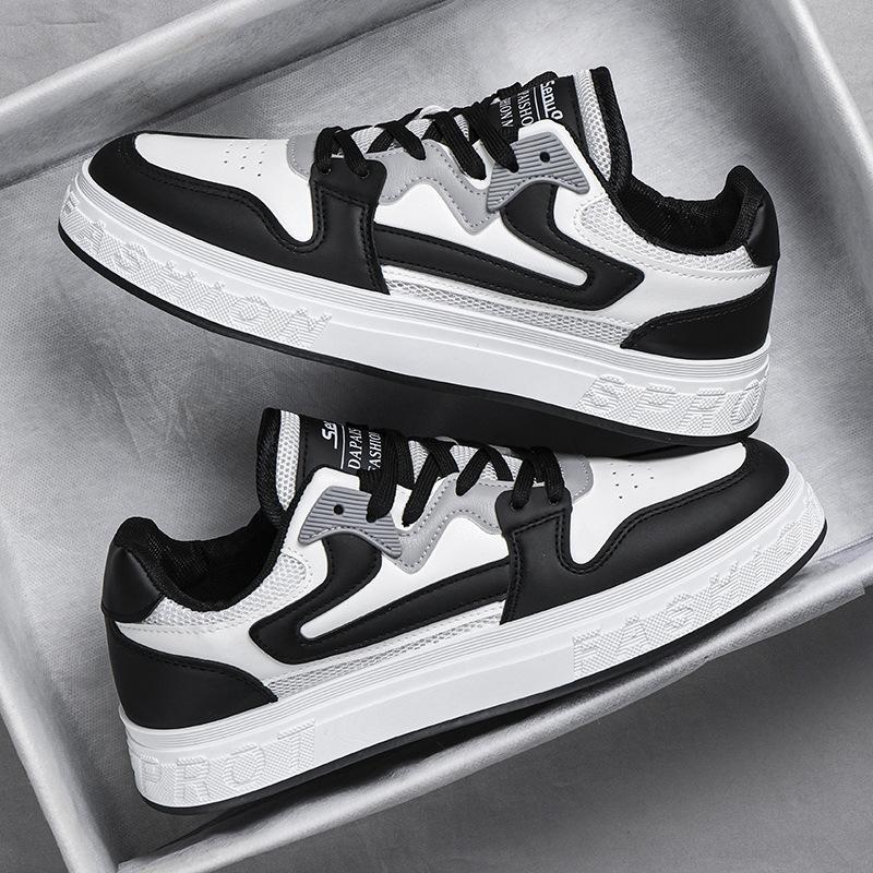 Pánské boty letní boty pánské síťované prodyšné chlapecké plátěnky černo-bílé všestranné ležérní sportovní kožené boty bílé boty pánské