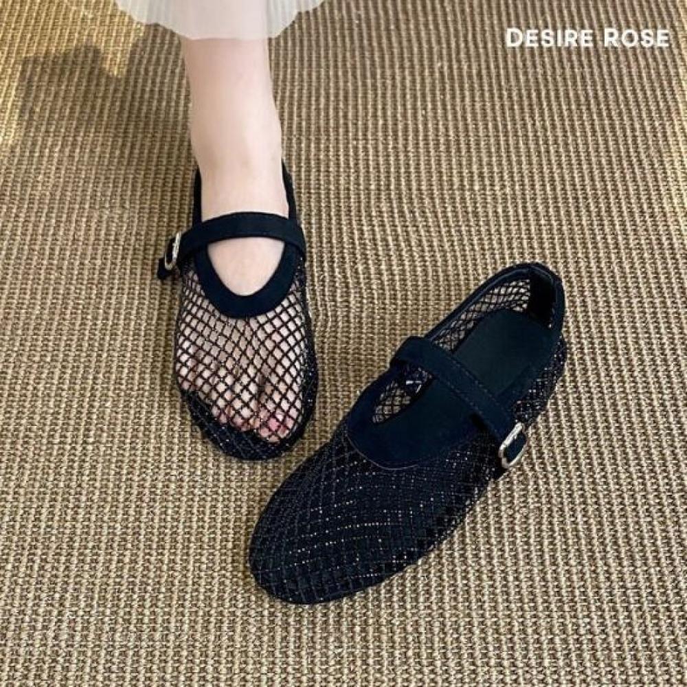 Desire Rose Women Summer Mary Jane Sheer Flat Shoes