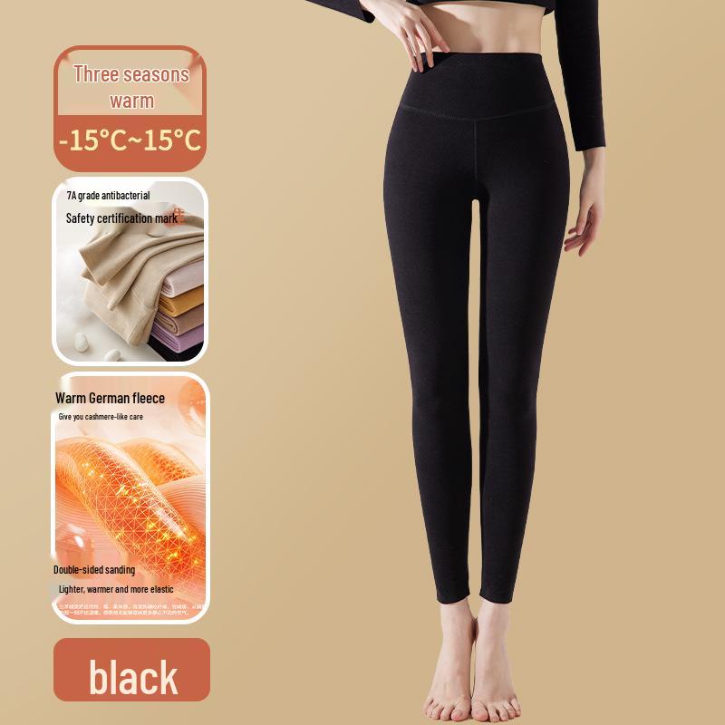 German Velvet Women's Thermal Leggings: Thick Wool-Fleece Lined, Warm Autumn/Winter Trousers.