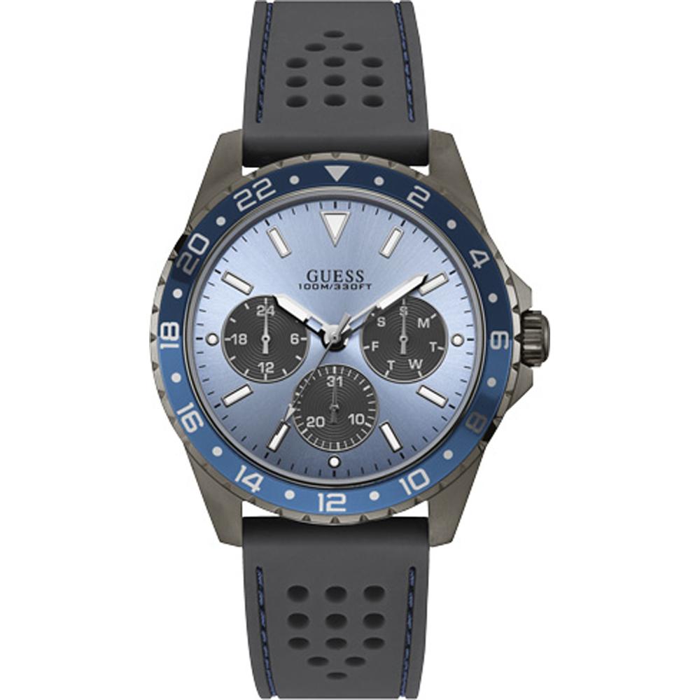 GUESS Odyssey Blue Grey Stainless Steel Silicone Men s Quartz Watch W1108G6 синий
