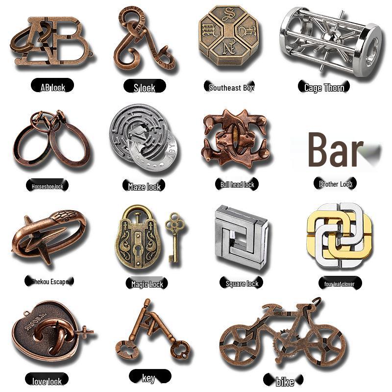 Children's Educational Metal Puzzle Set: Luban Lock, Nine Rings, and Kongming Lock Disentanglement Toys