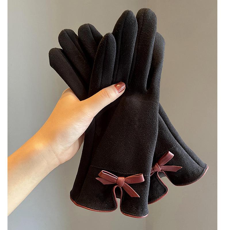 

Winter Women Can Touch Screen Add Velvet Thick Cold and Warm Gentle and All-matching High-end Gloves чорний