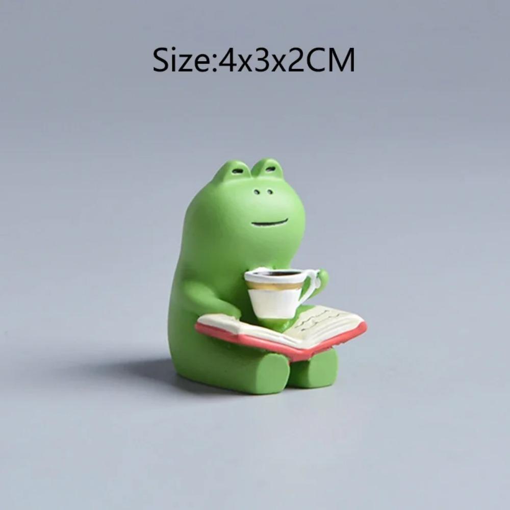 Cartoon Katze Frosch Bär Gelber Stuhl Computer Büro Modell Mini Actionfiguren Harz Wohnaccessoires Schreibtisch Figur Spielzeug