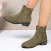 Women's Thick Heel Cotton Boots Winter New Round Head Suede Side Zipper Anti-slip Wear-resistant Short Boots
