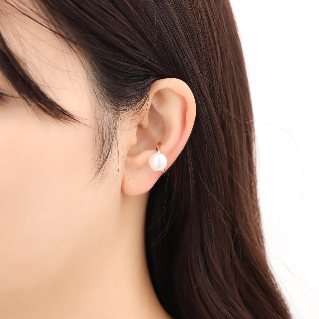 ESTELLE [Official] Women's Silver Ear Cuff with Pink Gold Plated and June Birthstone Freshwater Pearl (Single) 0777-0065-0000-0000