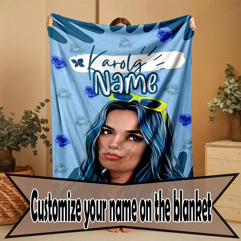 Custom Name Personalized Karol G Print Blanket, Home Decor, Bedroom, Sofa, Camping, Couch, Gifts for Birthday Christmas