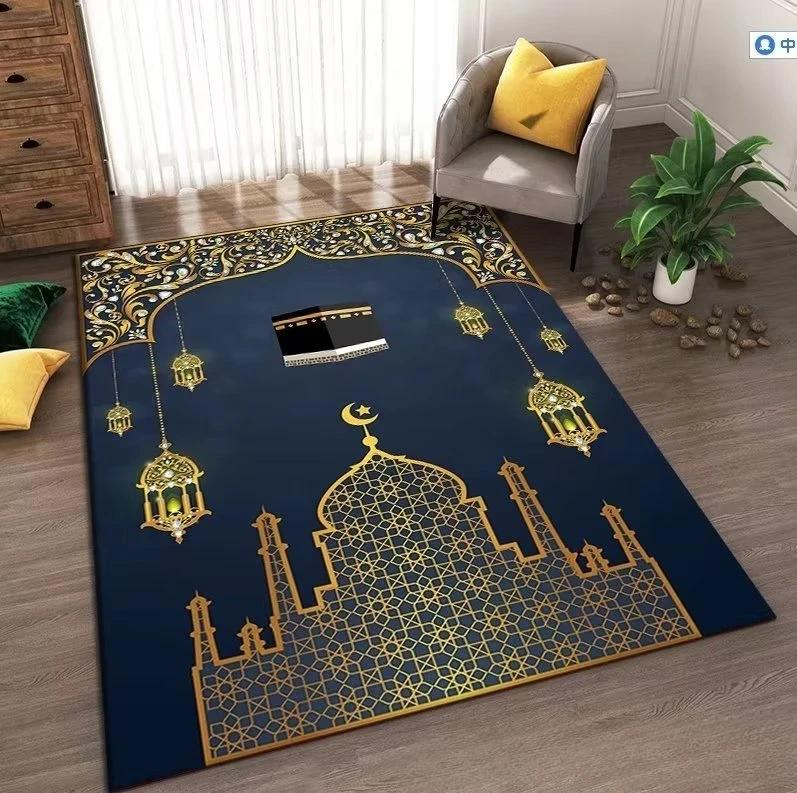 Islam Muslim Prayer Mat Living Room Decor Anti-slip Carpets Bedroom Bedside Soft Rug Entrance Doormat Machine Washable Carpet