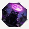 1pc Black Cat MoonOpen/Close Umbrella-Windproof, Compact Travel Umbrella, Sturdy 8-Rib Shaft, Outdoor Accessory, 1019