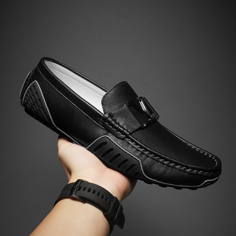 Live Broadcast Explosion Leather Doudou Shoes Spring and Summer Breathable Trend Casual Leather Shoes British One-pedal Driving Large Size Men's Shoes