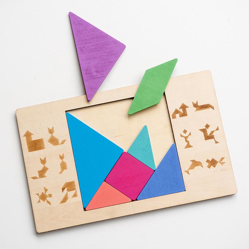 Wooden Tangram Puzzle Game - Develops Problem-Solving Skills, Enhances Mathematics and Geometry Understanding, Perfect Education