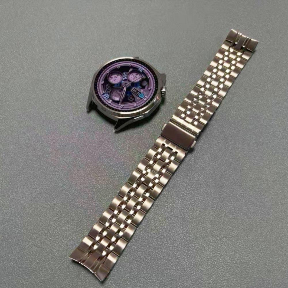 Curved Side Slide Seven Beads Stainless Steel Watch Band Luxury Business Metal Replacement Strap for Huawei Watch GT6 46mm