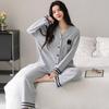 Women's Korean Style Pure Cotton Cardigan Set - Long Sleeve, Long Pants, Sweet Casual Home Wear