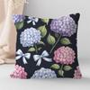 2 Pack Navy Blue Pink Purple Hydrangea Pillow Covers Double Sided Print Bow Floral Cushion Cases Home Decor For Sofa Bedroom