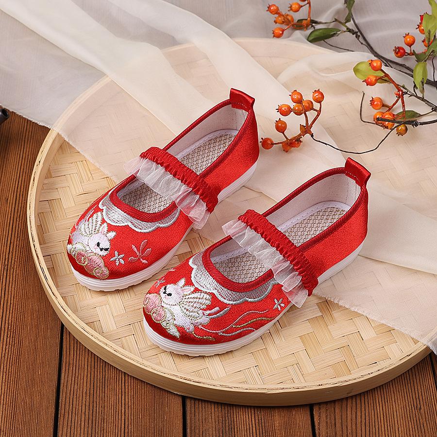 [Xiaofei Rabbit] 2025 New Summer Children's Antique Embroidery Antique Embroidery Shoes Chinese Style with Hanfu Shoes