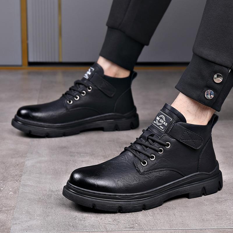 Men's 2023 Autumn/Winter High-Top Cotton Martin Boots: Stylish, Warm, Retro Leather Work Shoes