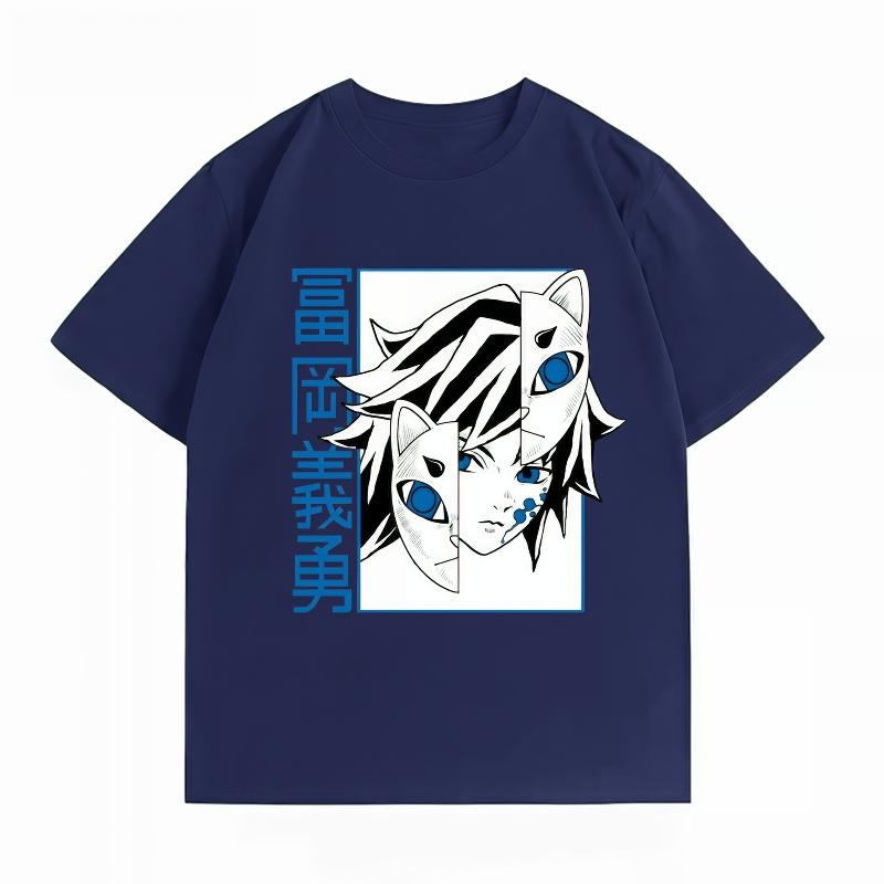 Unisexs Clothing 100 Cotton Summer TShirt Demon Slayer Giyu Print Anime Streetwear Casual Short Sleeve Tops