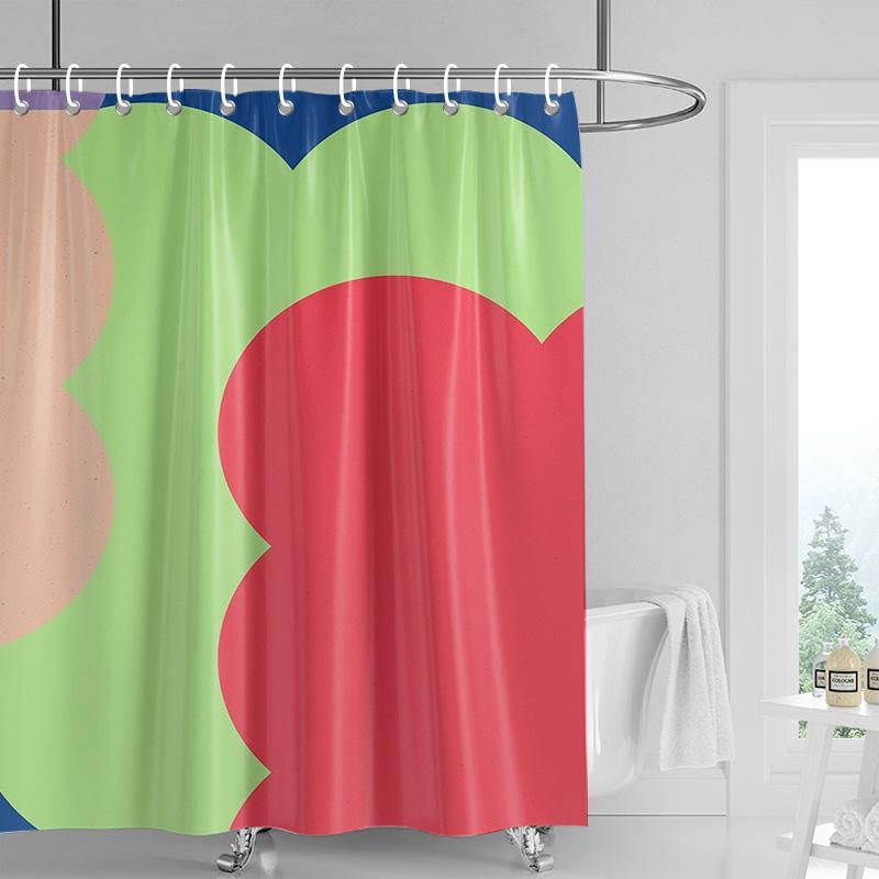 Abstrakter Aquarell-Duschvorhang - Blau & Lila Pinselstrich-Design, Wasserdicht mit Ösen, Moderne Badezimmerdekoration