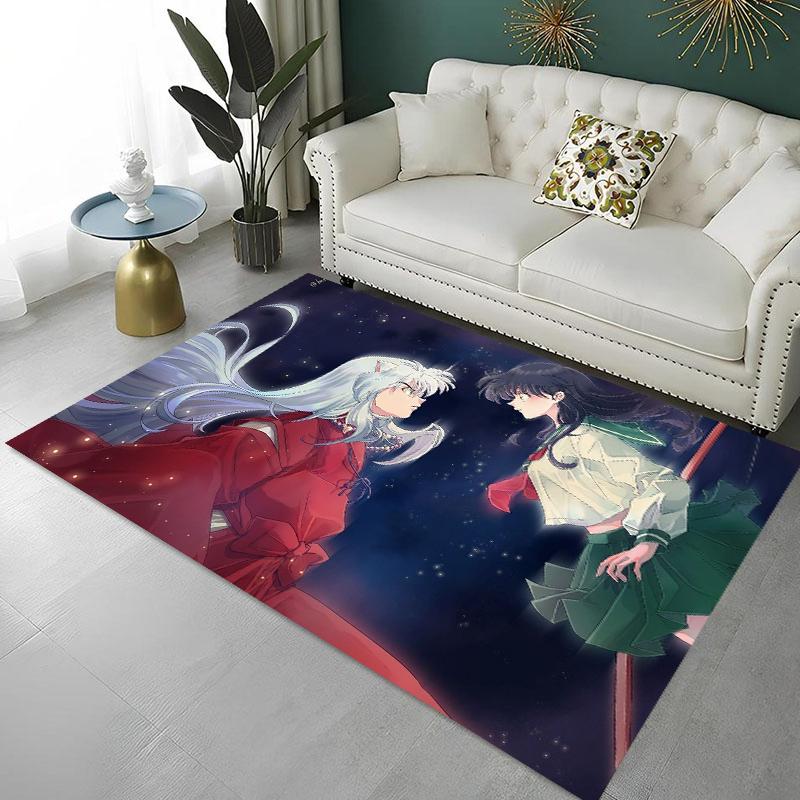 I-Inuyashas Cartoon HD Large Area Printed Carpet Non-slip Multi Function Carpet Living Room Rugs Home Kitchen Hallway Decor