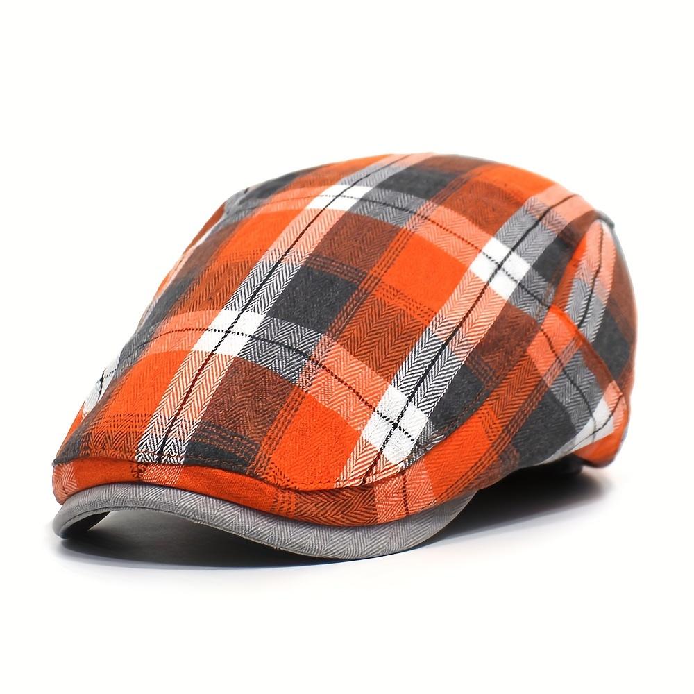 Lehké prodyšné kontrastní kostkované baretové čepice, retro vintage unisex ploché klobouky, britské ležérní pokrývky hlavy