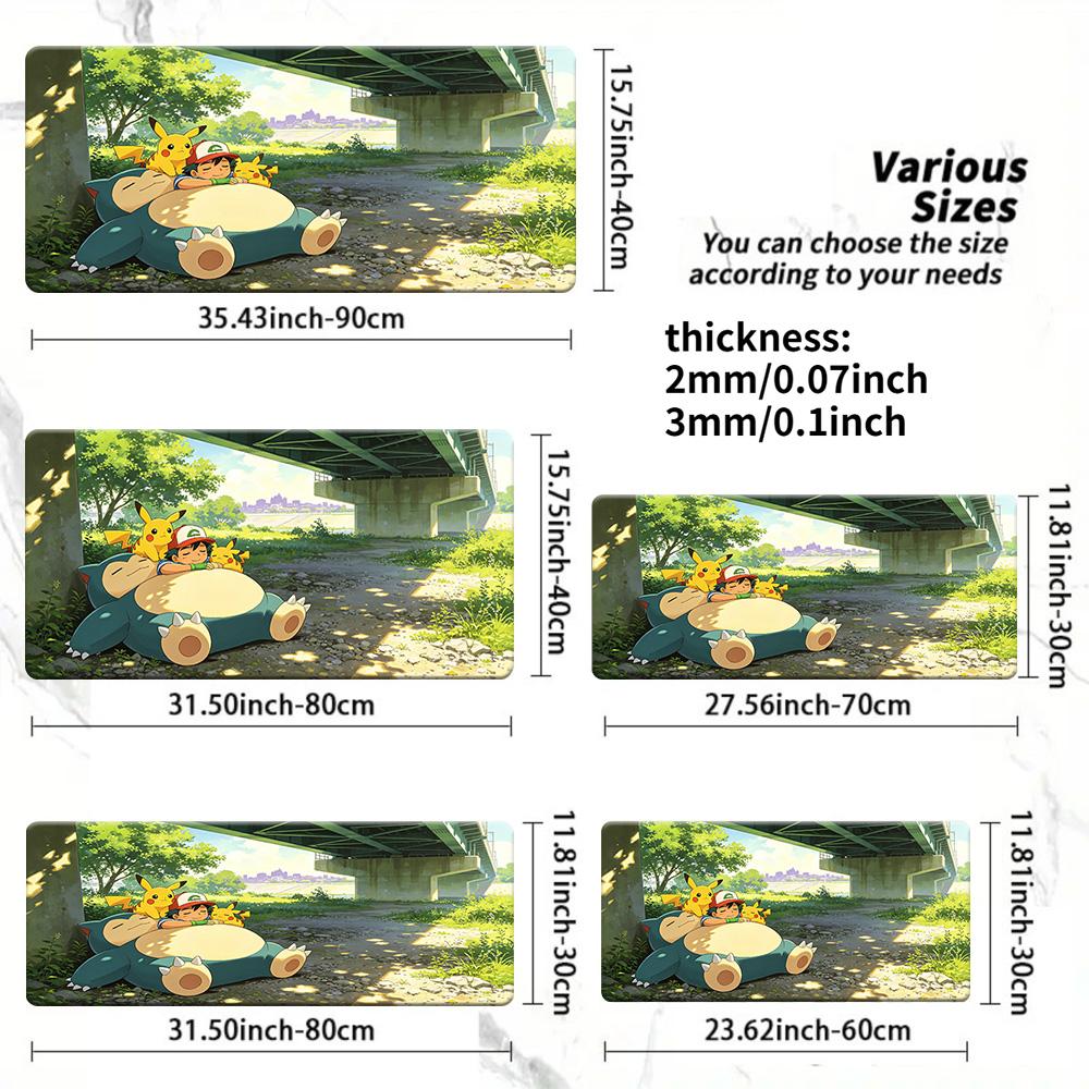 Snorlax Hugging Piplup in Snow Gaming Mouse Pad with NonSlip Rubber Base 30x80x0.2cm