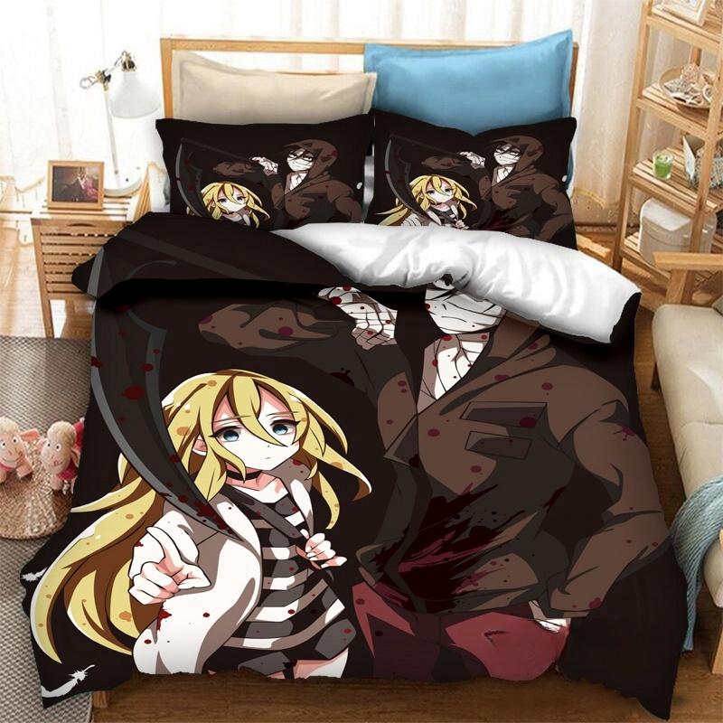 3D Printed Anime Angels Of Death Bedding Set Duvet Covers Pillowcases One Piece Comforter Bedding Sets Bedclothes Home Textiles