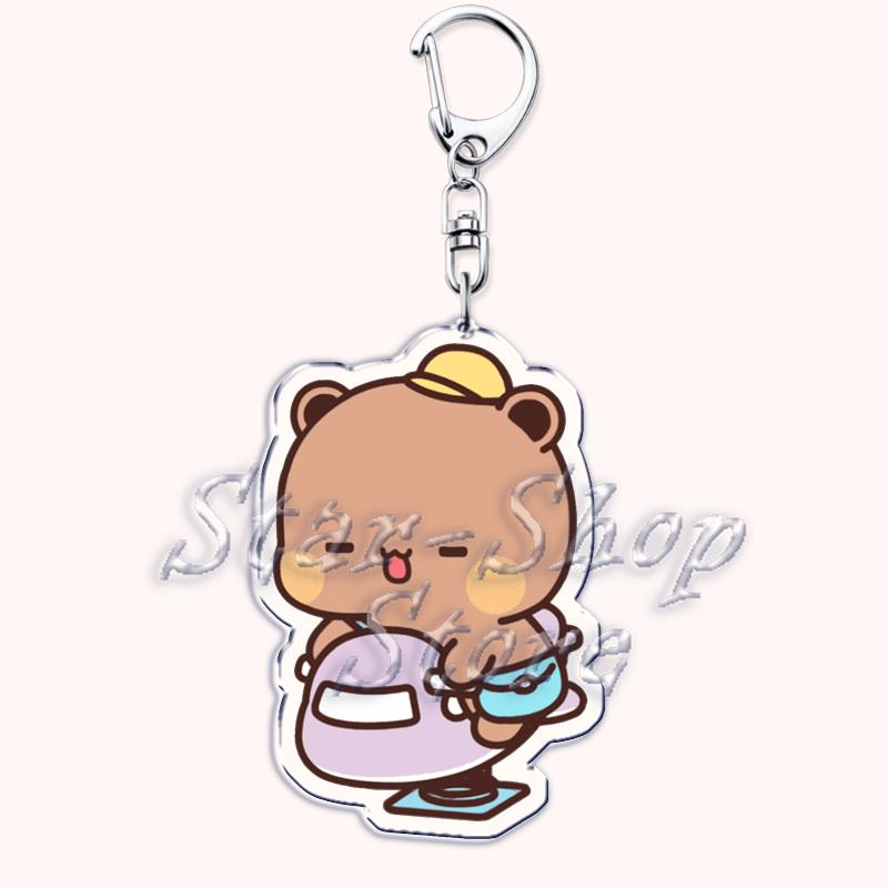 Cute Bubu Love Dudu Yier Keychains Couple Bear Panda Keyrings for Accessories Bag Pendant Key Chain Jewelry Fans Lovers Gifts