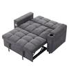 N625P352301302303G) Sleeper Sofa 3-in-1 Pull-out Sofa, Adjustable Backrest, USB Port, 2-Seater Sofa Daybed, with Hidden Table, Cup Holder, Grey