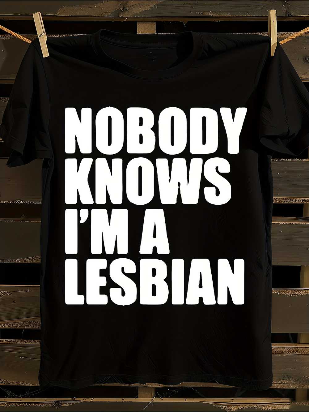 

Funny Nobody Knows I m A Lesbian s T-Shirt Mens Tshirt Womens Tshirts with Letters Print Short Sleeves T-Shirt Casual Street Tee Shirt Top XXL