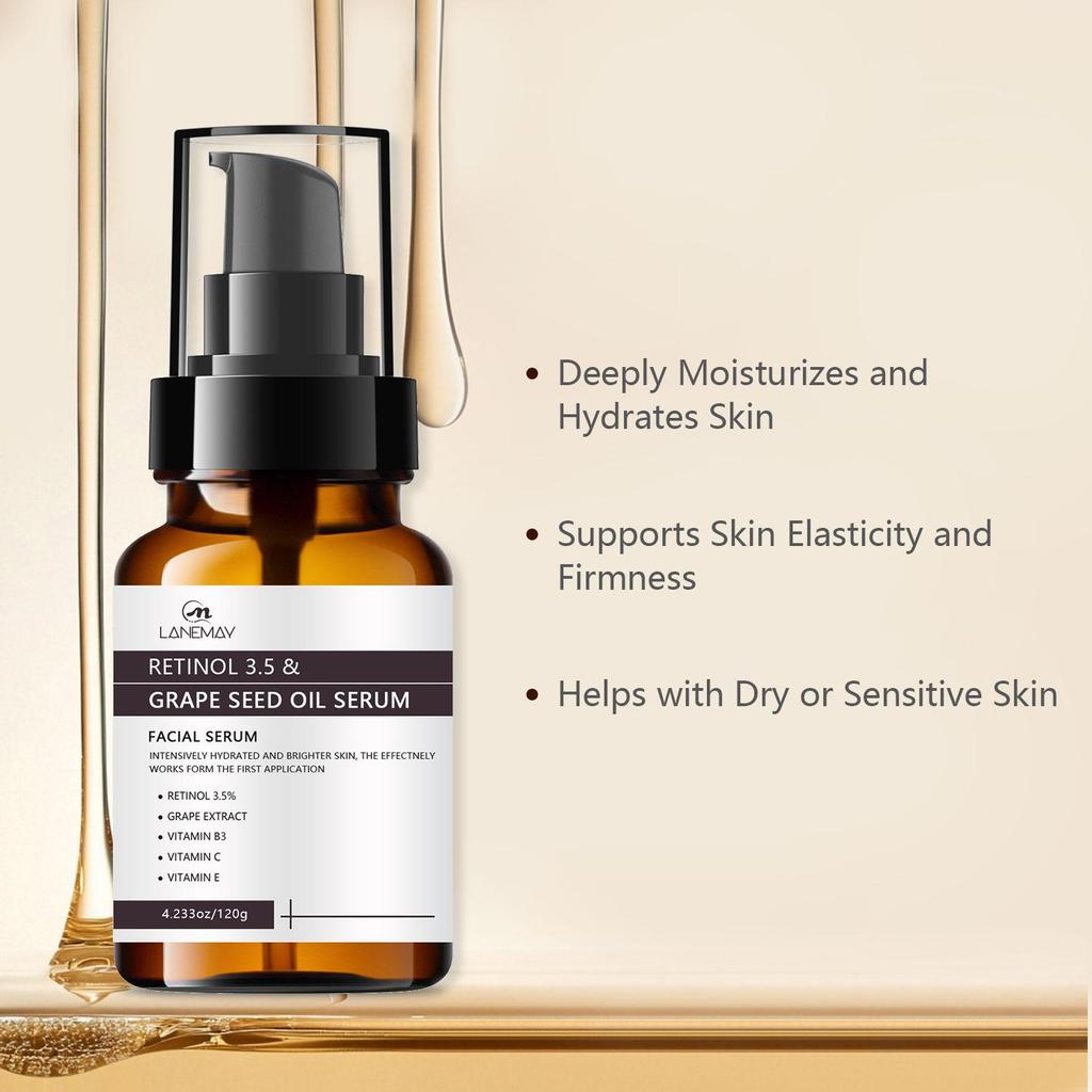 Retinol & Grape Seed Oil Serum - Deep Hydration & Moisture Lock, Enhances Skin Elasticity and Firmness - Fast-Absorbing & Non,120g