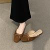 Gentle bag head half slippers outer wear women's shoes spring and summer 2025 new suede bow with skirt flat shoes